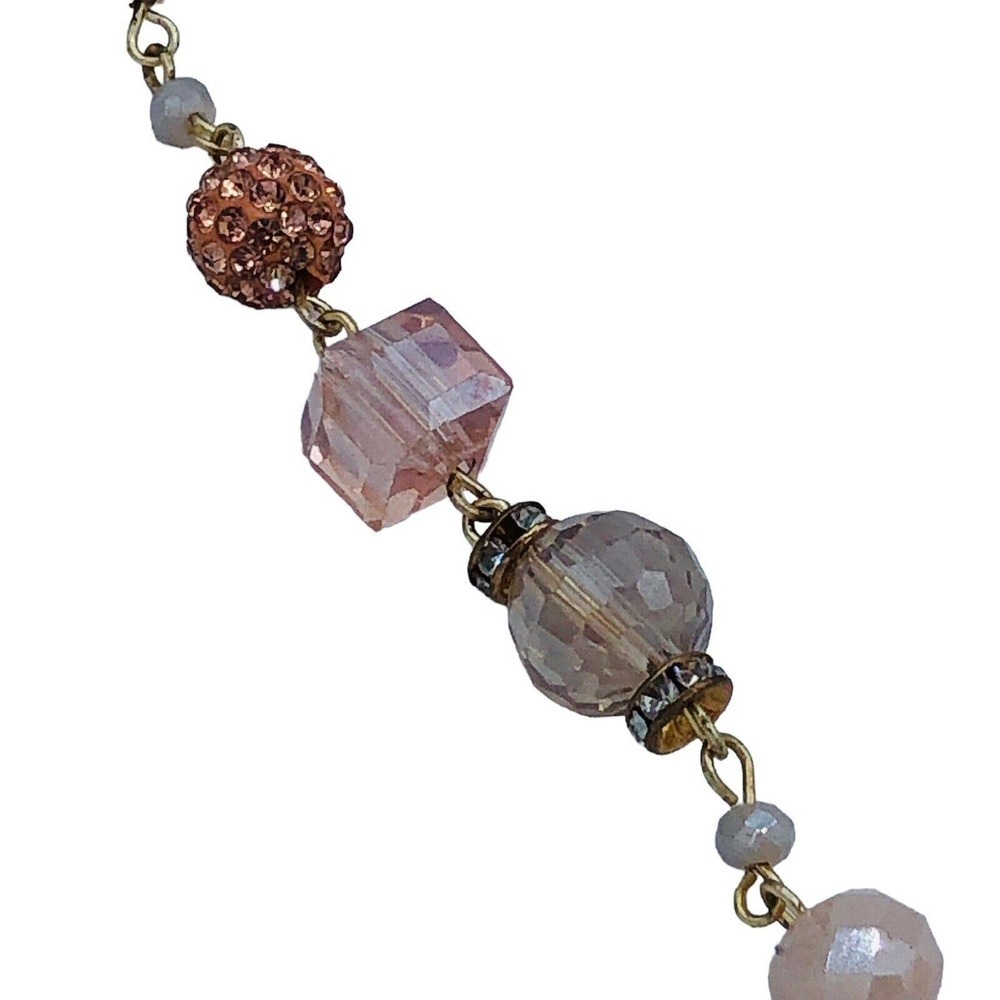 Rush By Denis & Charles Pink Crystal Beaded Necklace 40" Jewelry Vintage - Picture 5 of 8